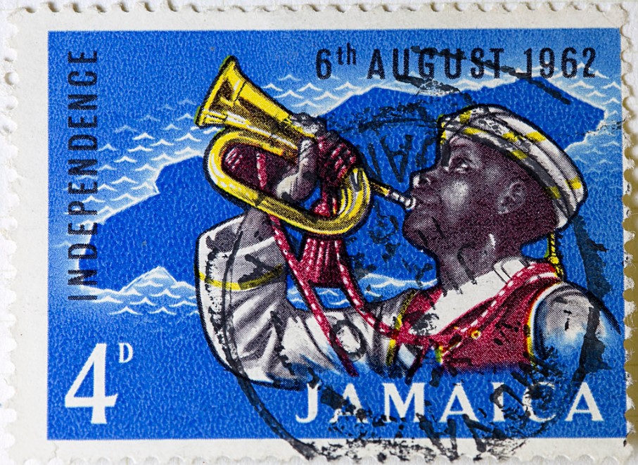 A postal stamp of Jamaican independence.